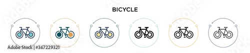 Bicycle icon in filled, thin line, outline and stroke style. Vector illustration of two colored and black bicycle vector icons designs can be used for mobile, ui, web photo