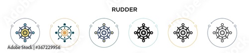 Rudder icon in filled, thin line, outline and stroke style. Vector illustration of two colored and black rudder vector icons designs can be used for mobile, ui, web