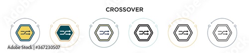 Crossover icon in filled, thin line, outline and stroke style. Vector illustration of two colored and black crossover vector icons designs can be used for mobile, ui, web