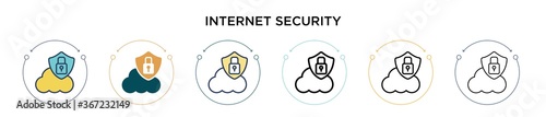 Internet security icon in filled, thin line, outline and stroke style. Vector illustration of two colored and black internet security vector icons designs can be used for mobile, ui, web