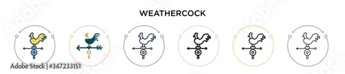 Weathercock icon in filled, thin line, outline and stroke style. Vector illustration of two colored and black weathercock vector icons designs can be used for mobile, ui, web photo