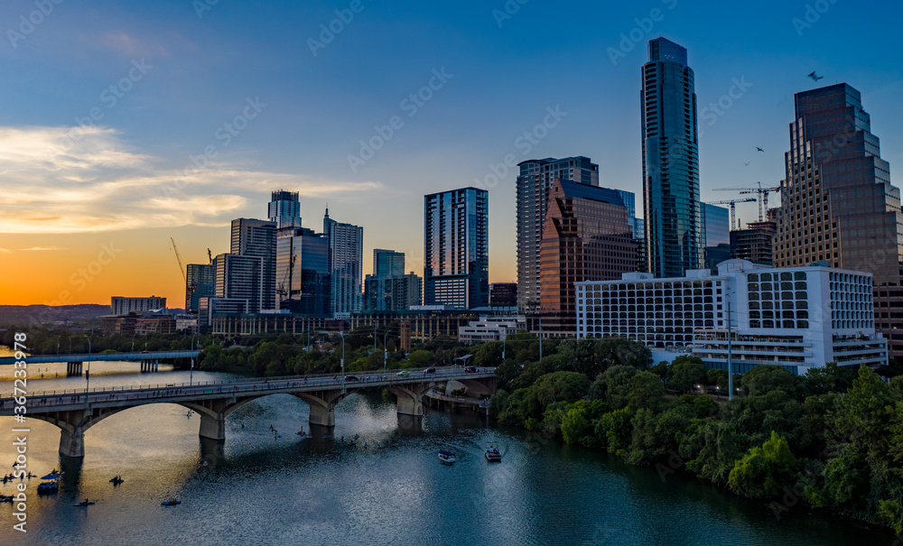 Naklejka premium Austin Texas Downtown Aerial