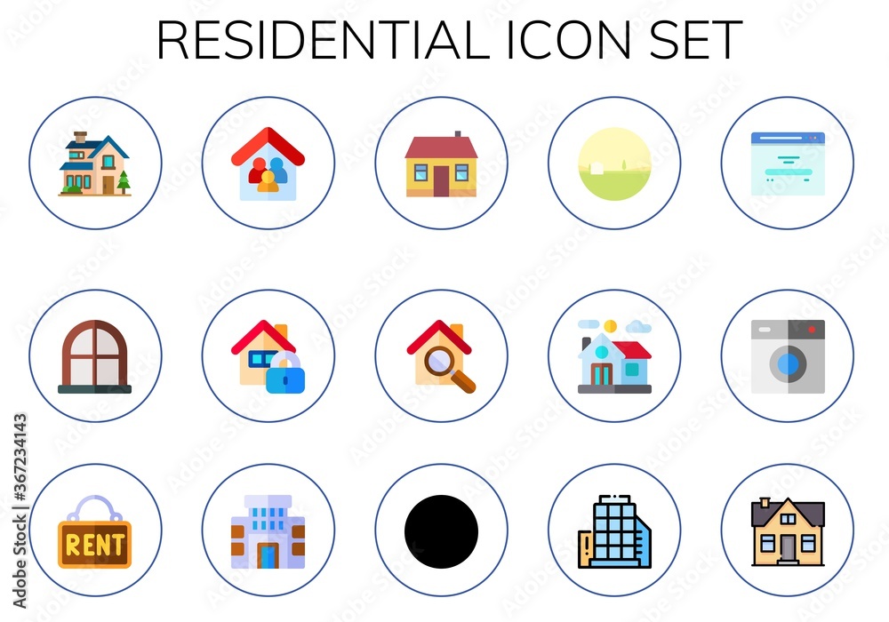 Modern Simple Set of residential Vector flat Icons Modern Simple Set of residential Vector flat Icons