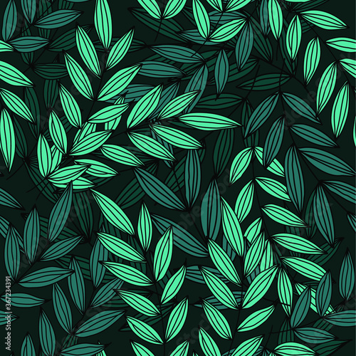 Hand drawn seamless pattern with leaf elements. Creative vector texture with leaf
