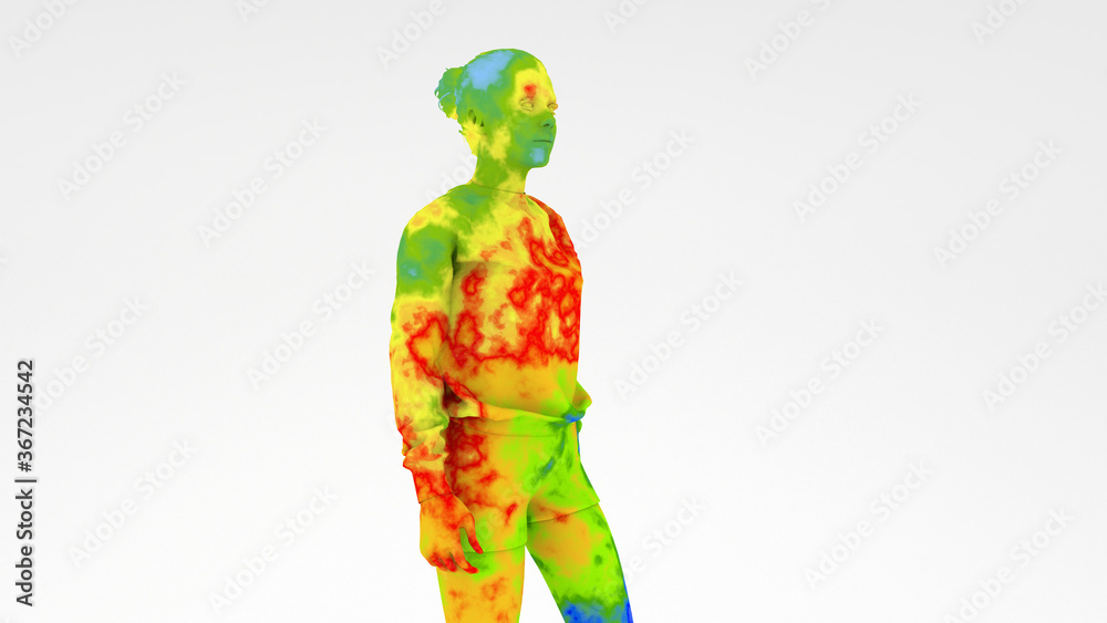 Thermographic image of human showing different temperatures in range of ...