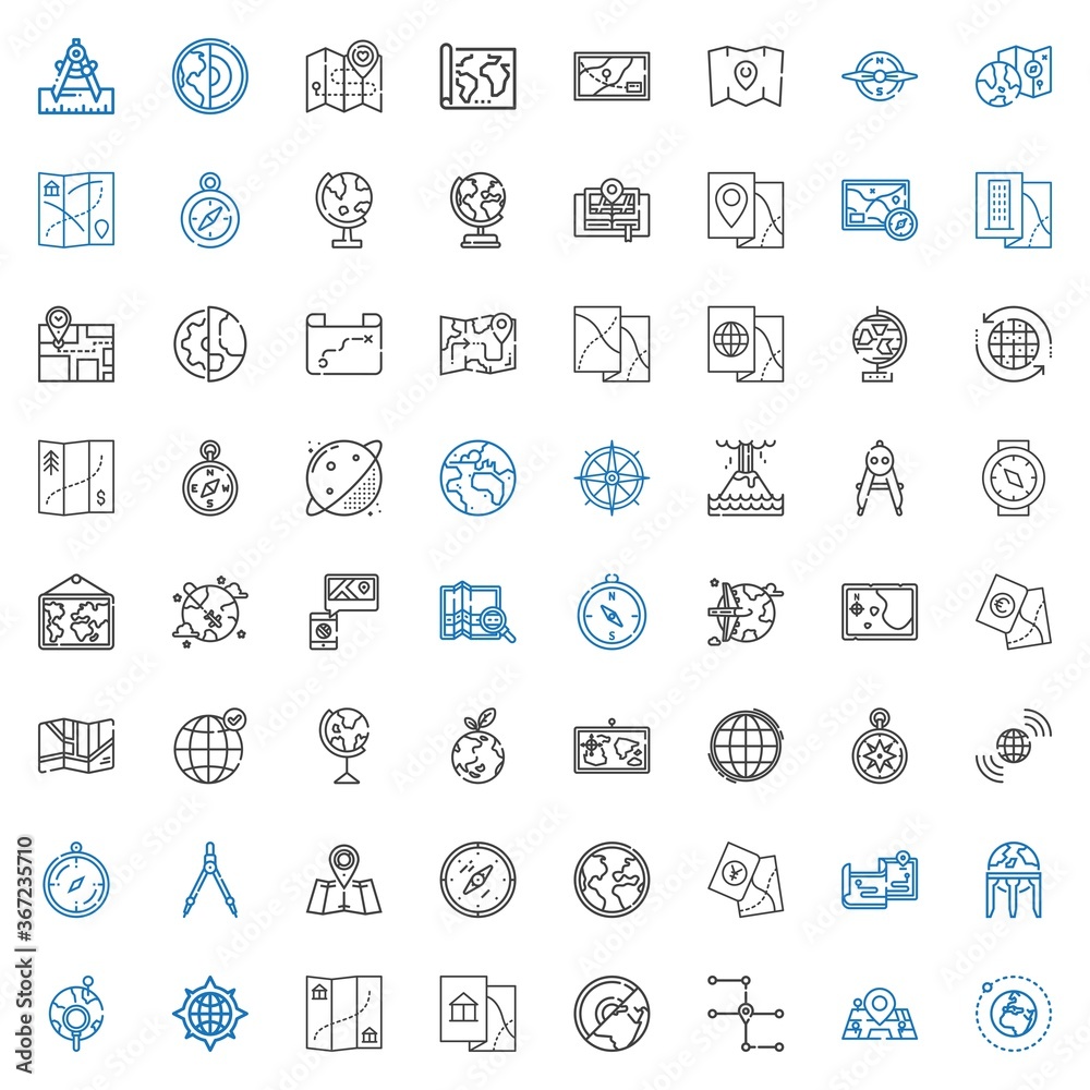geography icons set
