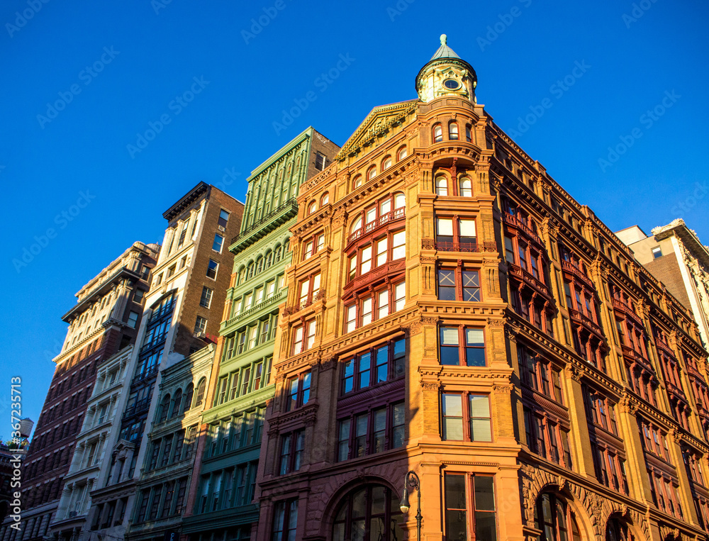 Fototapeta premium classic brick building facades in New York downtown on Broadway