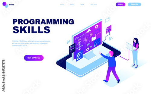 illustration, website, web, template, vector, page, flat, landing, banner, concept, background