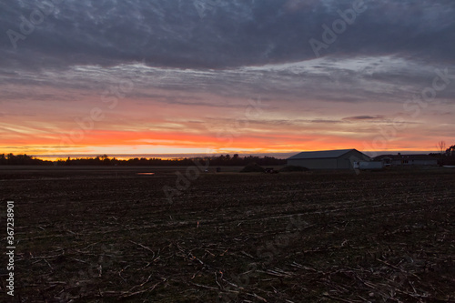 Rochester MA sunset over the field