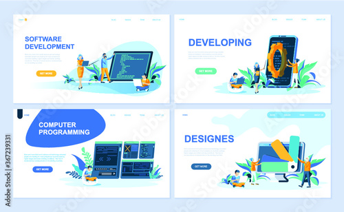 illustration, website, web, template, vector, page, flat, landing, banner, concept, background