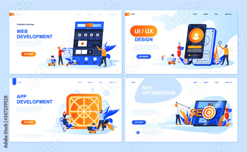illustration, website, web, template, vector, page, flat, landing, banner, concept, background
