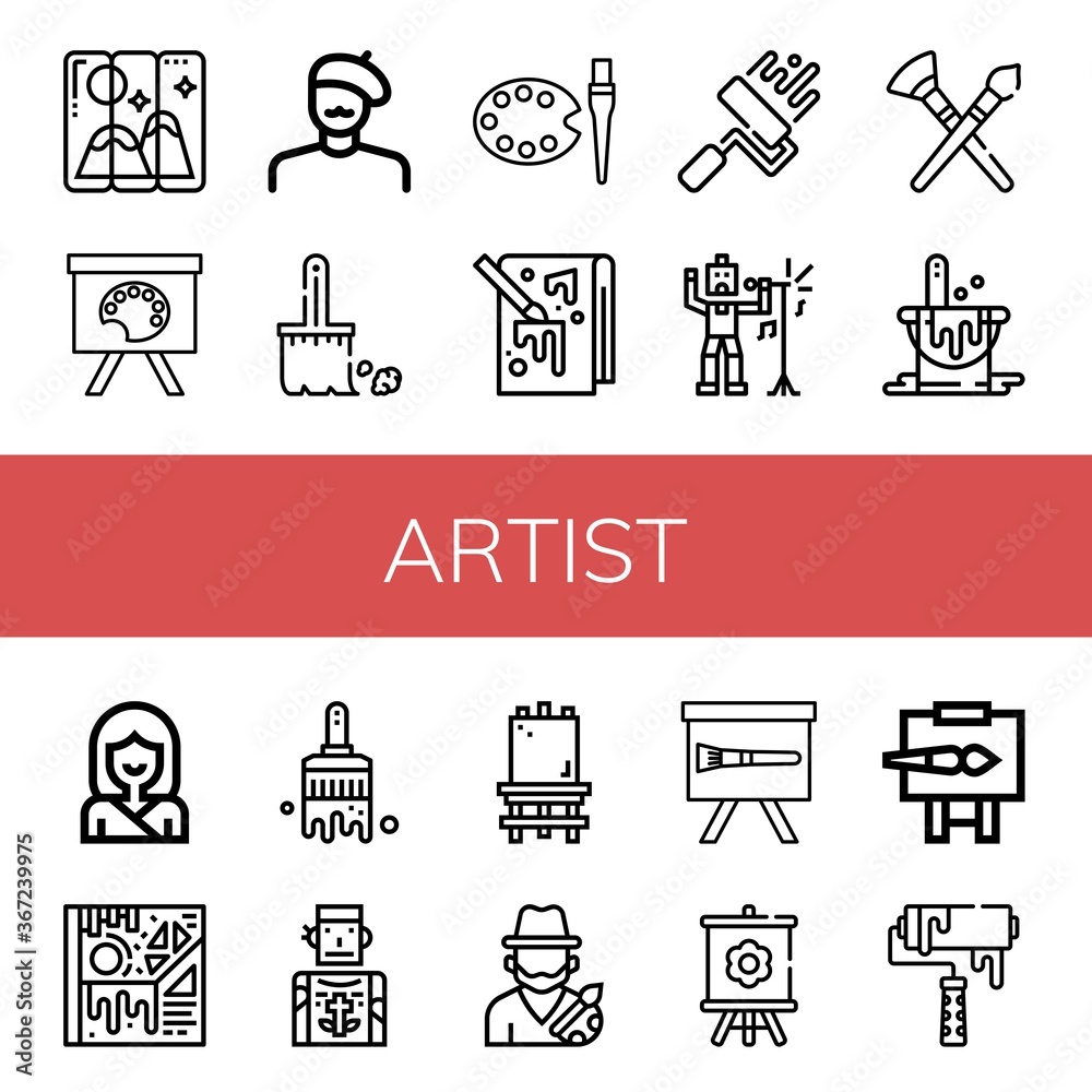 Fototapeta premium artist simple icons set