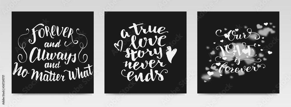 Valentine quotes letter typography set illustration.
