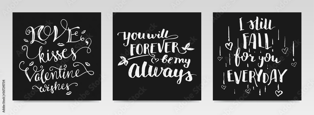 Valentine quotes letter typography set illustration. Valentine quotes letter typography set illustration.