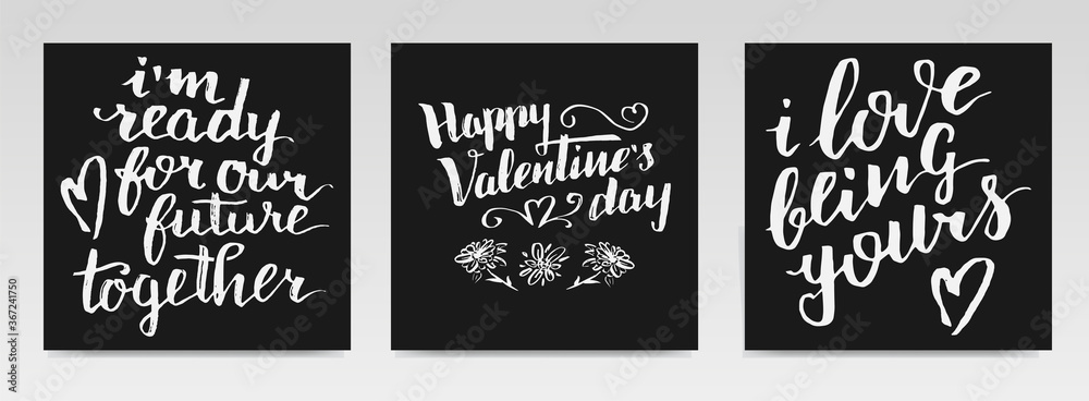 Valentine quotes letter typography set illustration.