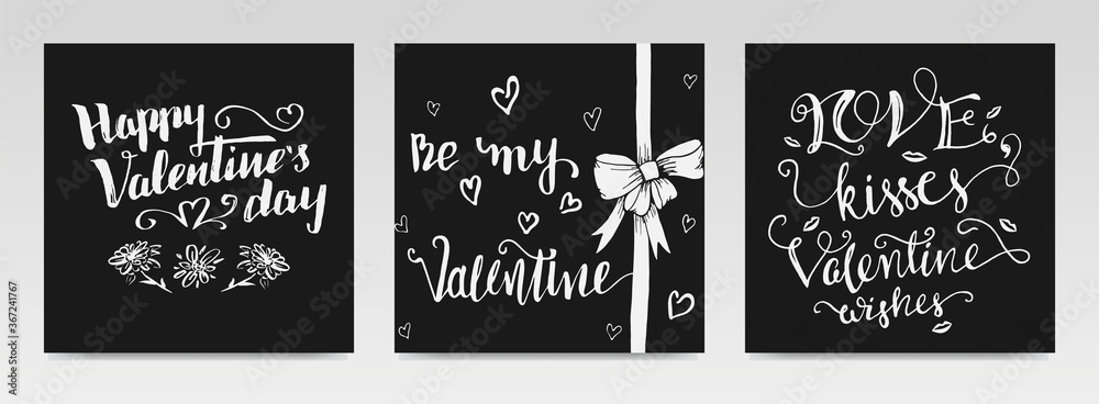 Fototapeta premium Valentine quotes letter typography set illustration.