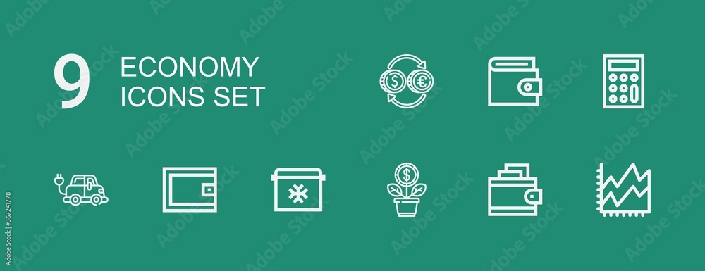 Editable 9 economy icons for web and mobile Editable 9 economy icons for web and mobile
