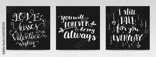 Valentine quotes letter typography set illustration.