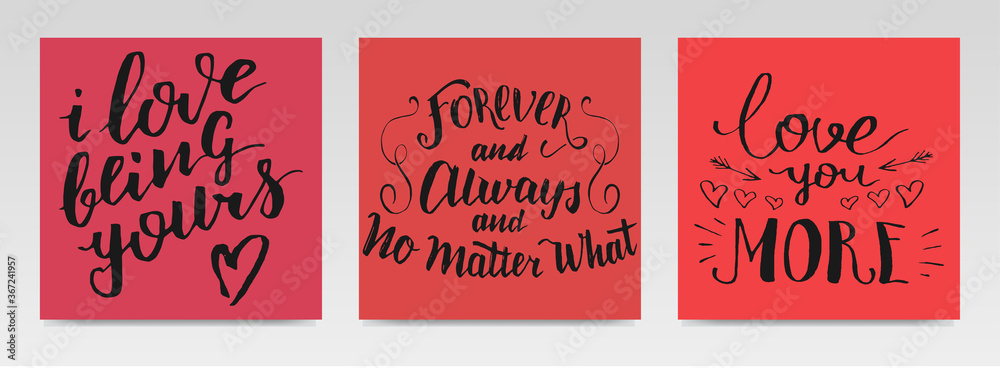 Naklejka premium Valentine quotes letter typography set illustration.