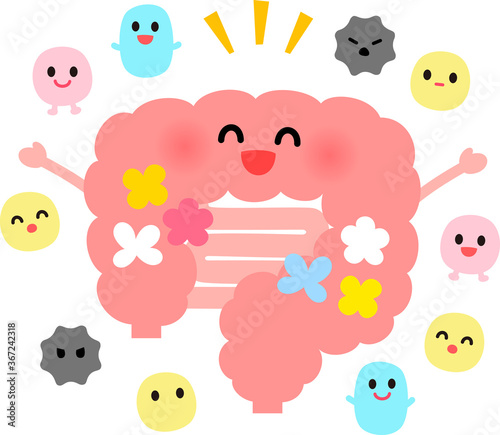 腸内フローラのかわいいキャラクターイラスト