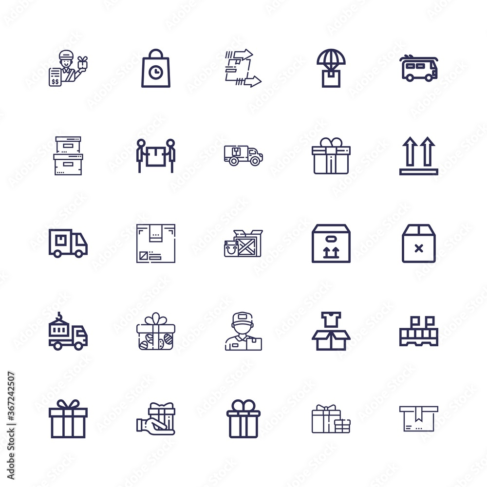 Editable 25 parcel icons for web and mobile