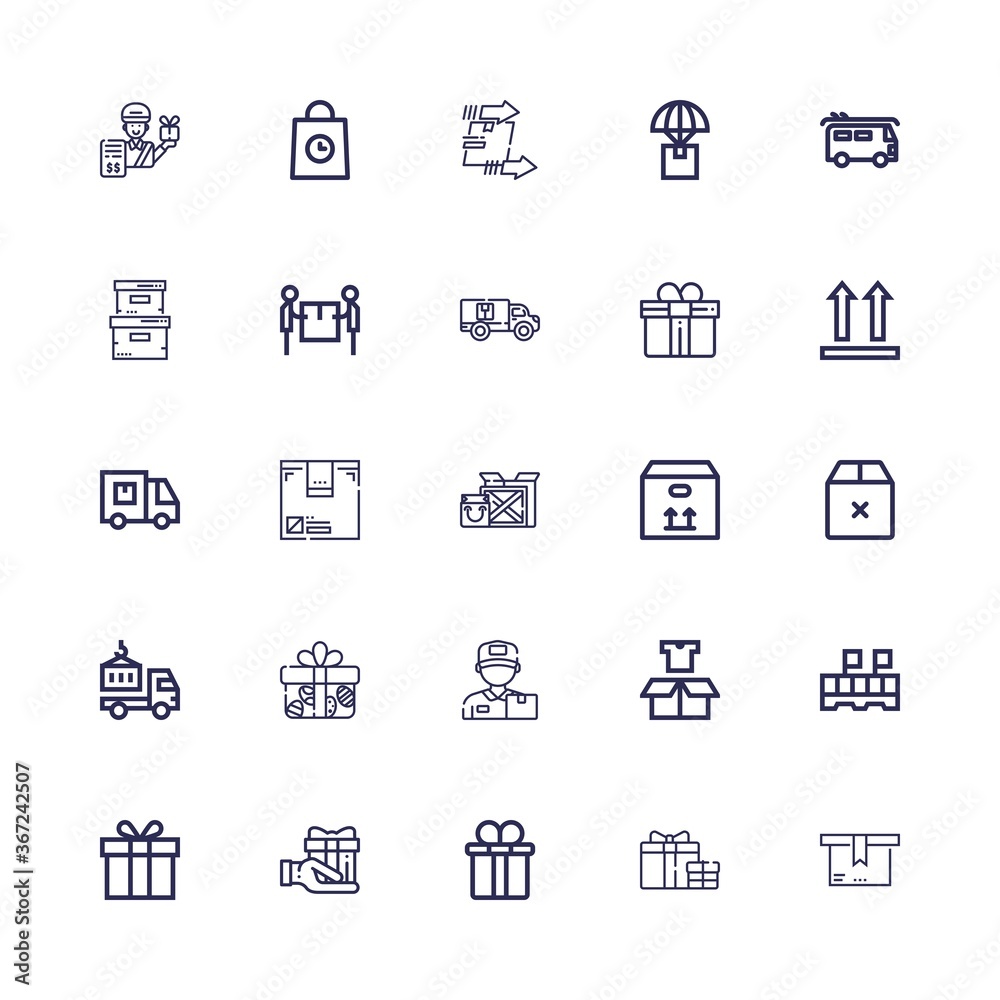 Editable 25 parcel icons for web and mobile Editable 25 parcel icons for web and mobile
