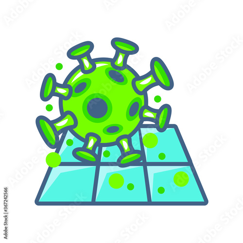 Contaminated floor with virus isolated icon concept