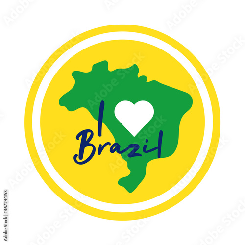 i love brazil seal stamp with map flat style icon