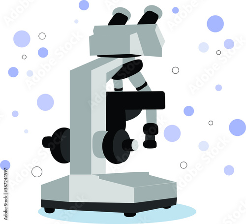 lab Microscope Icon Vector. 2d flat illustration of microscope pharmaceutical instrument, microbiology magnifying tool. Symbol of science, chemistry and exploration.