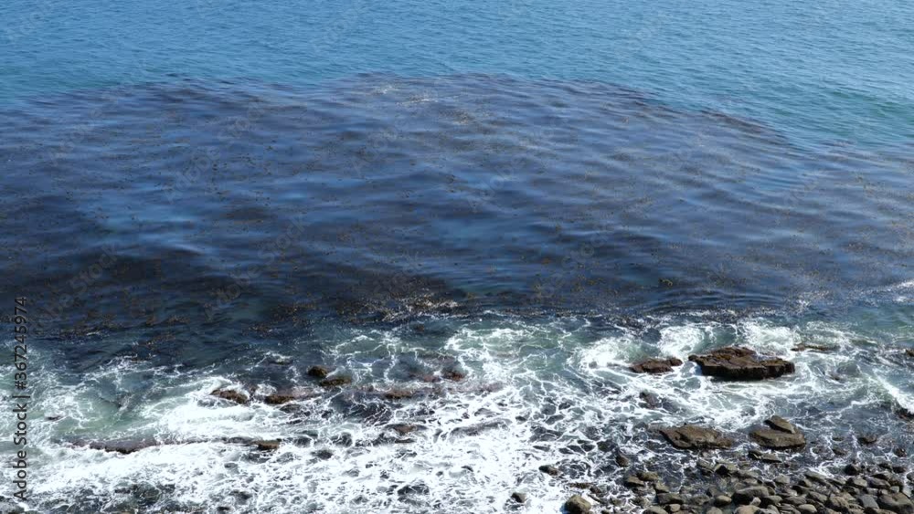 High angel view of a red tide at the base of a bluff slow motion
High angel view of a red tide at the base of a bluff slow motion