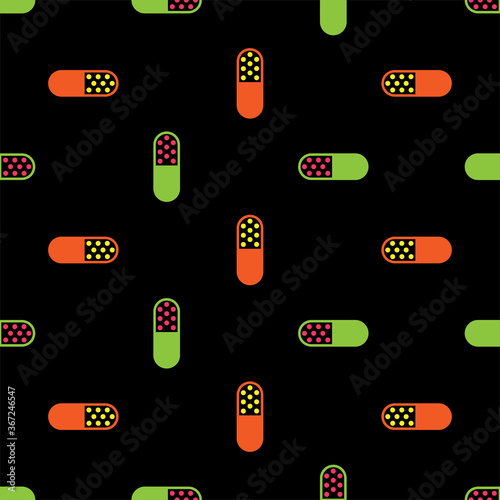 Capsule Pill Icon Seamless Pattern, Medicine Capsule Pill Icon, Pharmaceutical Dosage