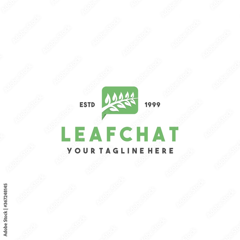 Creative leaf chat logo design