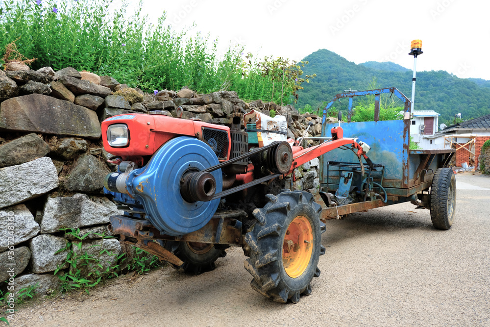 Fototapeta premium cultivator. Farm village in Goryeong-gun, South Korea. 