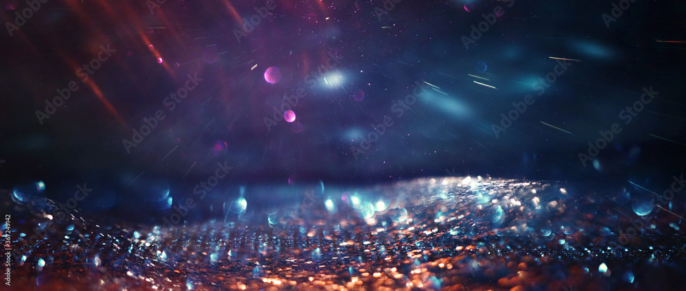background of abstract glitter lights. gold and purple. de focused - obrazy, fototapety, plakaty 