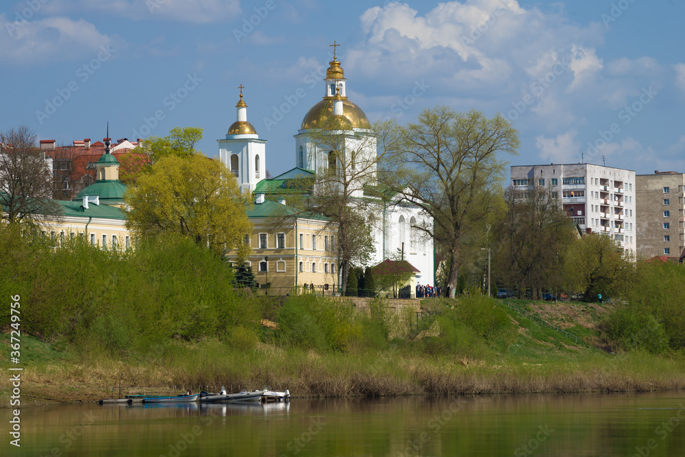 View of the old Epiphany Cathedral on a sunny April day. Polotsk, Belarus