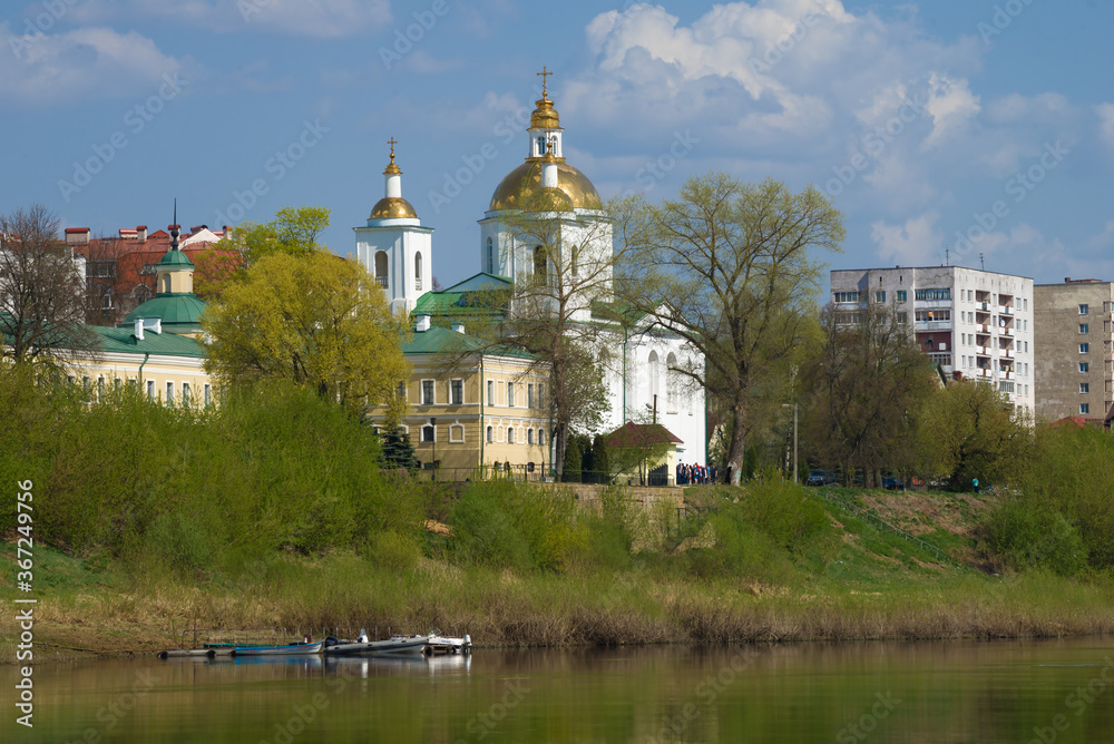 View of the old Epiphany Cathedral on a sunny April day. Polotsk, Belarus View of the old Epiphany Cathedral on a sunny April day. Polotsk, Belarus