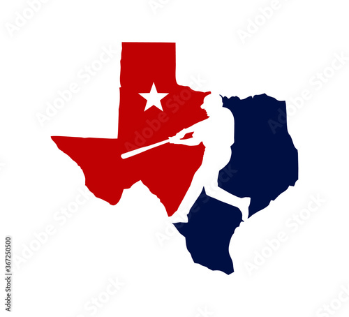map of texas with baseball player championship 