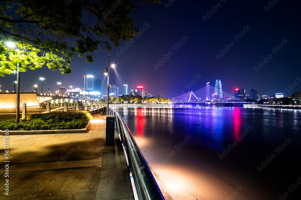 Park Square and night view of Ningbo City