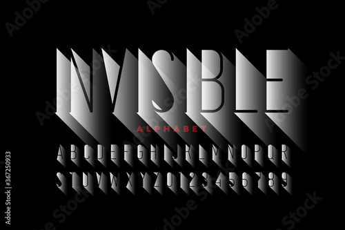 Invisible style font design, alphabet letters and numbers
