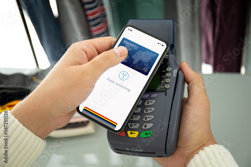man payment purchase for phone and pay pass online terminal.