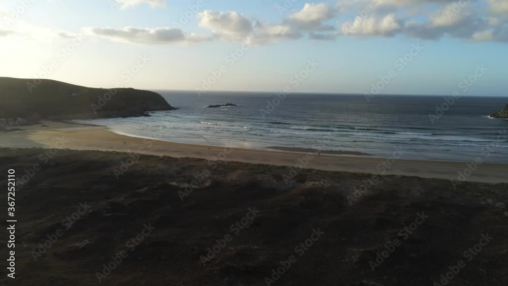 Aerial view of beautiful beach in Galicia,Spain. Drone Video Aerial view of beautiful beach in Galicia,Spain. Drone Video