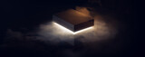 mysterious pandora box opening with rays of light, high contrast image, ( 3D Rendering, illustration )