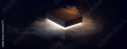 mysterious pandora box opening with rays of light, high contrast image, ( 3D Rendering, illustration ) photo