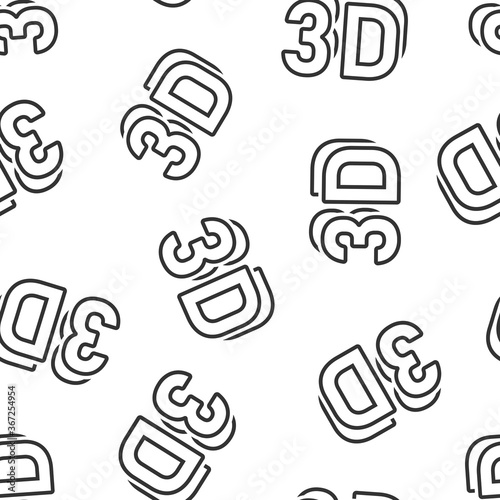 3d text icon in flat style. Word vector illustration on white isolated background. Stereoscopic technology seamless pattern business concept.