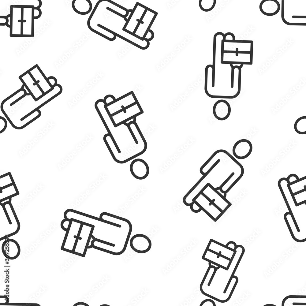 Businessman with briefcase icon in flat style. People manager vector illustration on white isolated background. Employee seamless pattern business concept. Businessman with briefcase icon in flat style. People manager vector illustration on white isolated background. Employee seamless pattern business concept.
