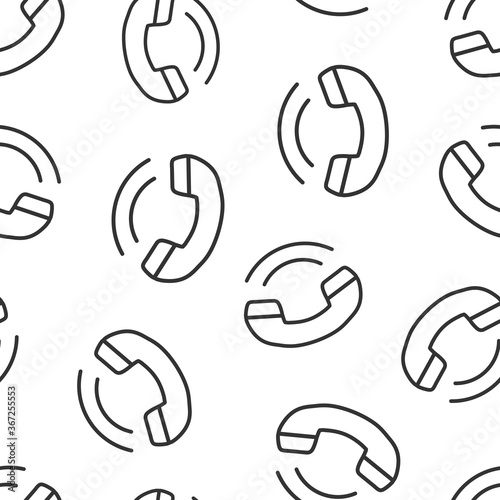 Phone icon in flat style. Telephone call vector illustration on white isolated background. Mobile hotline seamless pattern business concept.