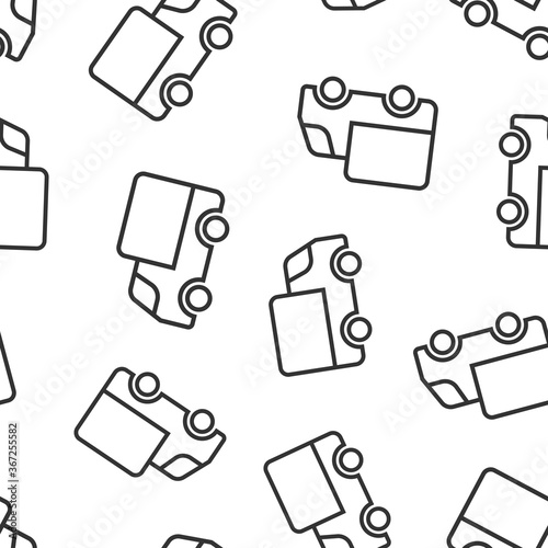 Delivery truck icon in flat style. Van vector illustration on white isolated background. Cargo car seamless pattern business concept.
