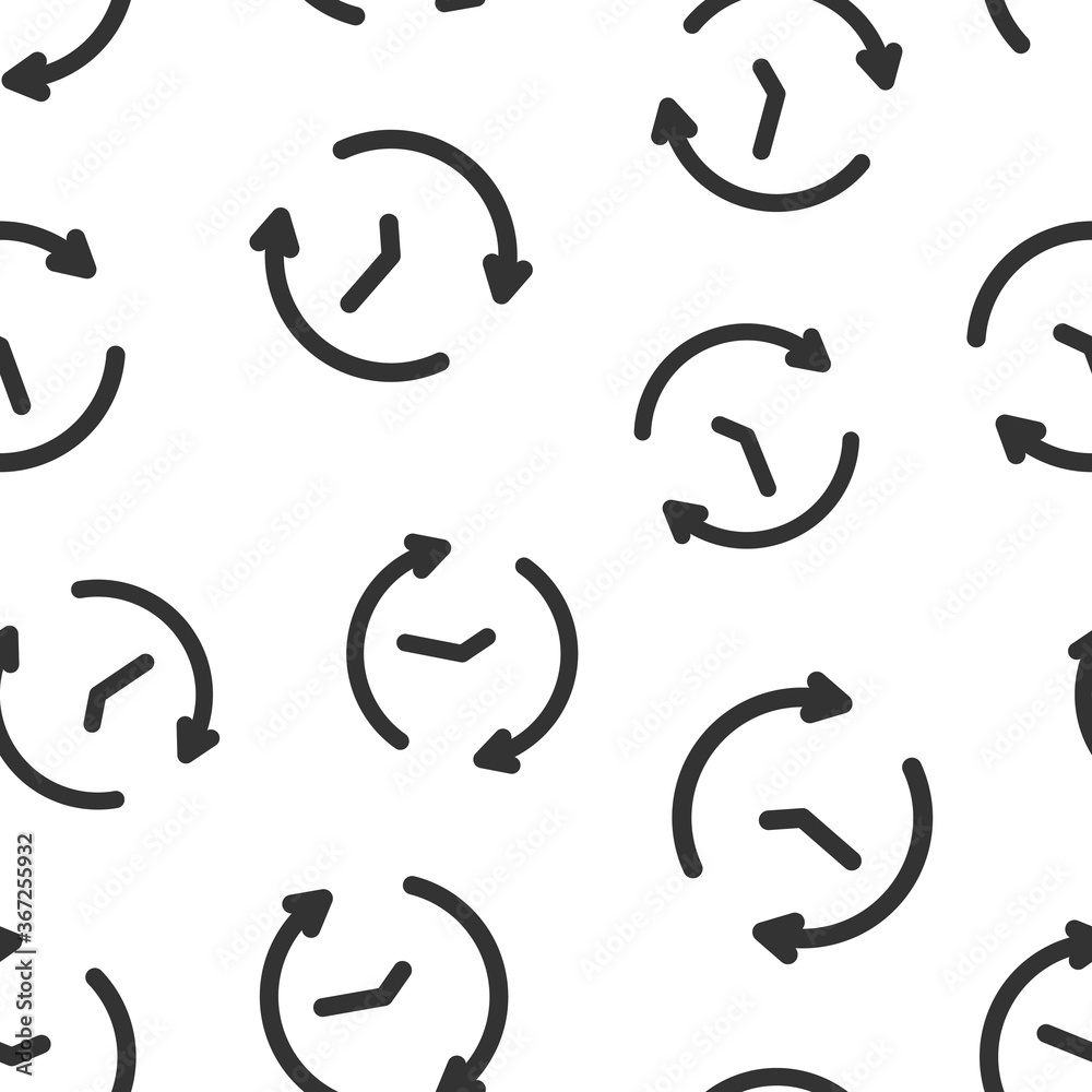 Clock icon in flat style. Watch vector illustration on white isolated background. Timer seamless pattern business concept. Clock icon in flat style. Watch vector illustration on white isolated background. Timer seamless pattern business concept.