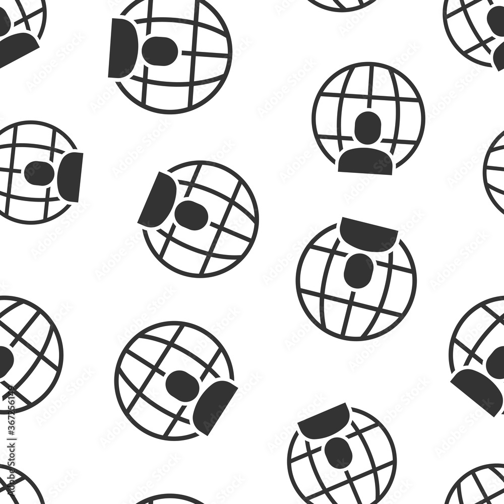 People global icon in flat style. World communication vector illustration on white isolated background. Cooperation seamless pattern business concept.