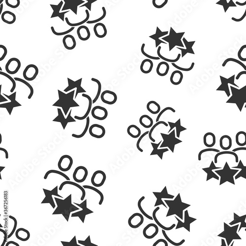People with stars icon in flat style. Businessman rating vector illustration on white isolated background. Quality information seamless pattern business concept.